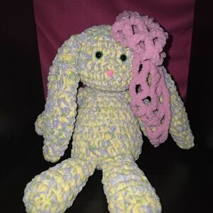 Handmade Plush Bunny with Pink Bow